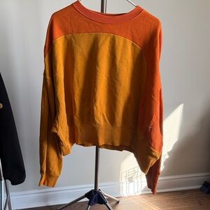 Nike Orange and Red Women's Crew Neck Sweater